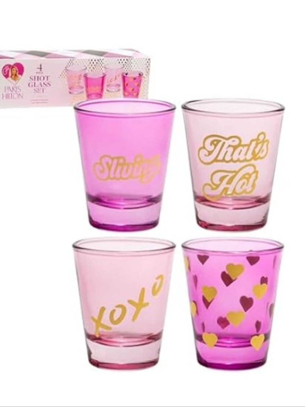 Paris Hilton Shot Glass Set 4pc Pink